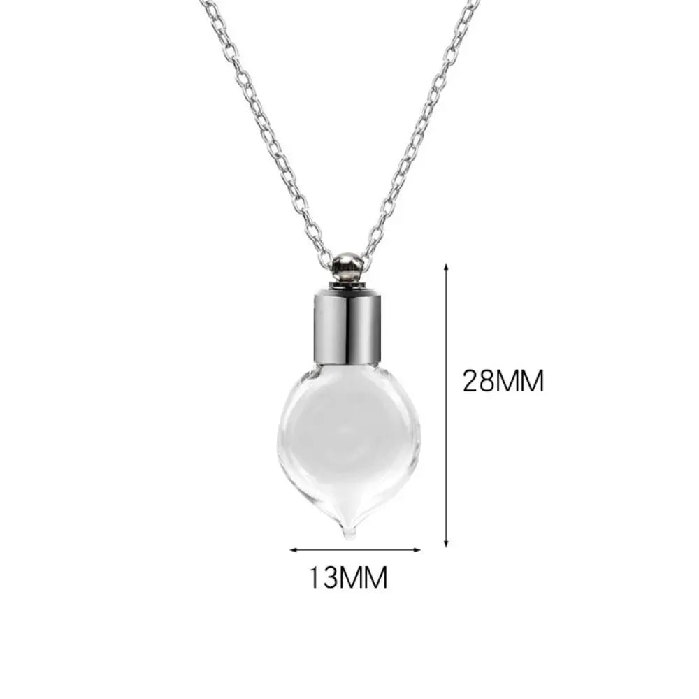 Ashes Holder Glass Bottle Necklace Transparent Glass with Chain Perfume Vial Pendant Fillable Keepsake Memorial Necklace