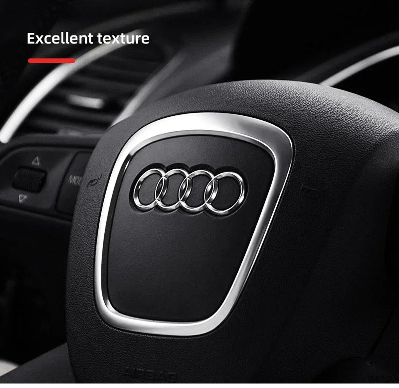 Car Steering Wheel Center Emblem Logo Sticker For AUDI Trim Frame Badge Decor Ring Cover Auto Accessories Q5 Q3 Q7 A3 A4 A6 S3