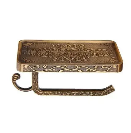 Antique Brass Toilet Paper Holder Bathroom Mobile Tssue Roll Storage Rack Accessory