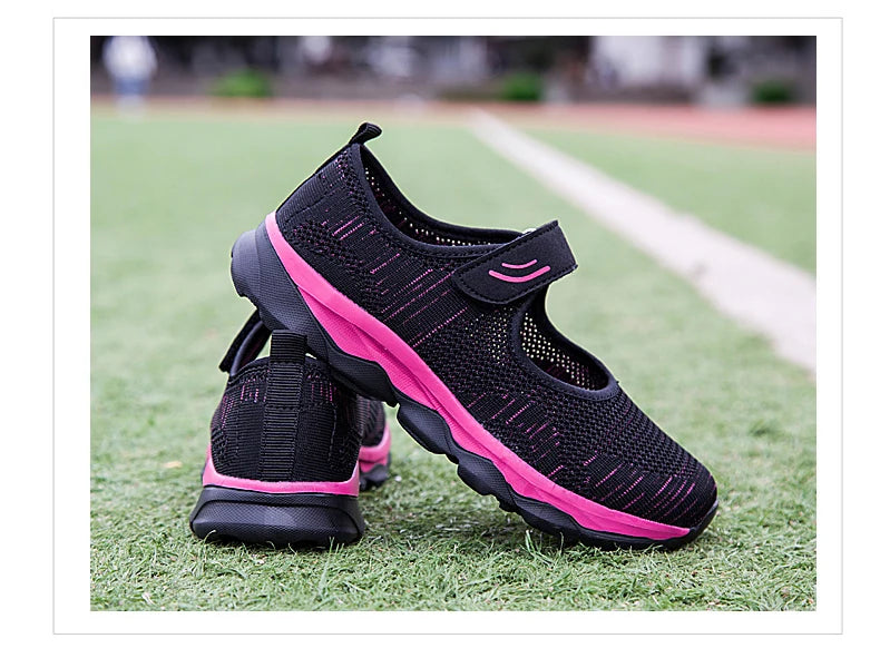 Women's Breathable Walking Shoes Ladies Fashion Mary Jane Sneakers Adjustable Working Nurse Shoes Lightweight Flats Roll