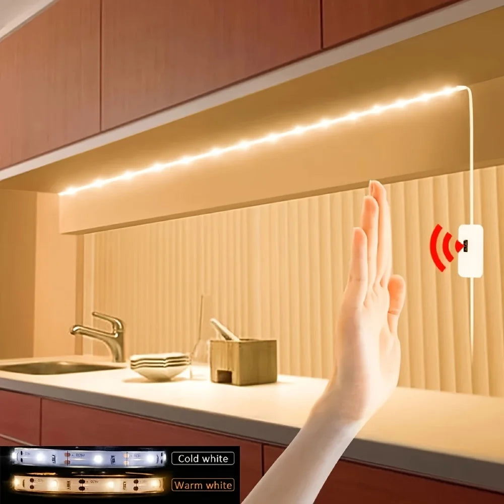Ruban LED USB Lumières DC 5V Gradateur intelligent Interrupteur à capteur de balayage manuel Marche/arrêt Contrôle Rétroéclairage Bande TV Lampe Bande Chambre Décoration Maison