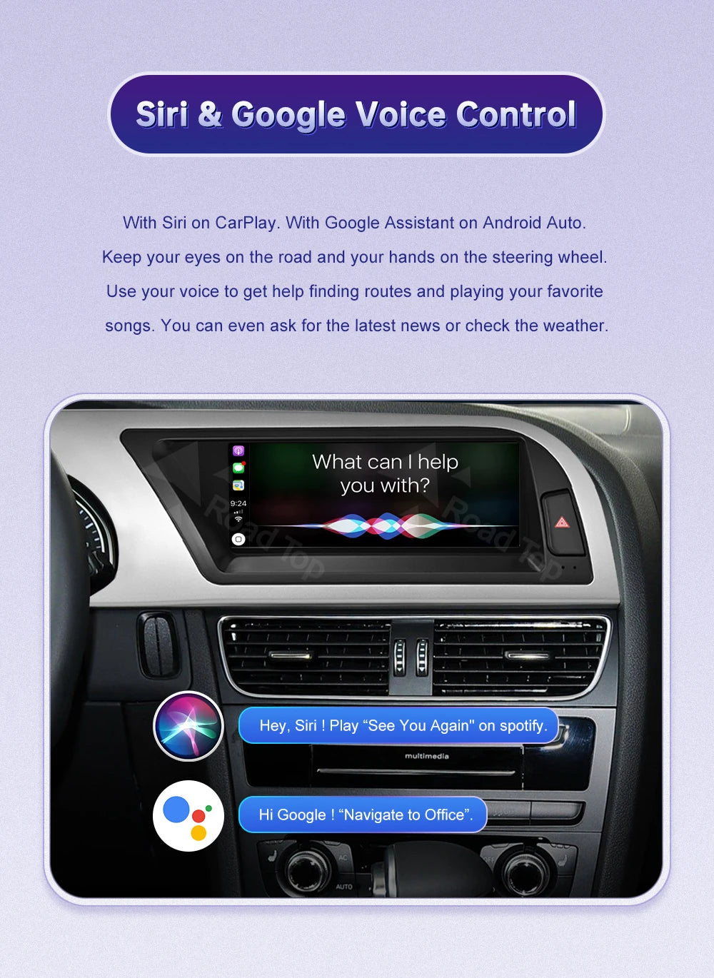 Linux 8.9/12.3inch Car Multimedia Touch Screen For Audi A5 2008-2016 with Wireless CarPlay Android Auto Airplay Function