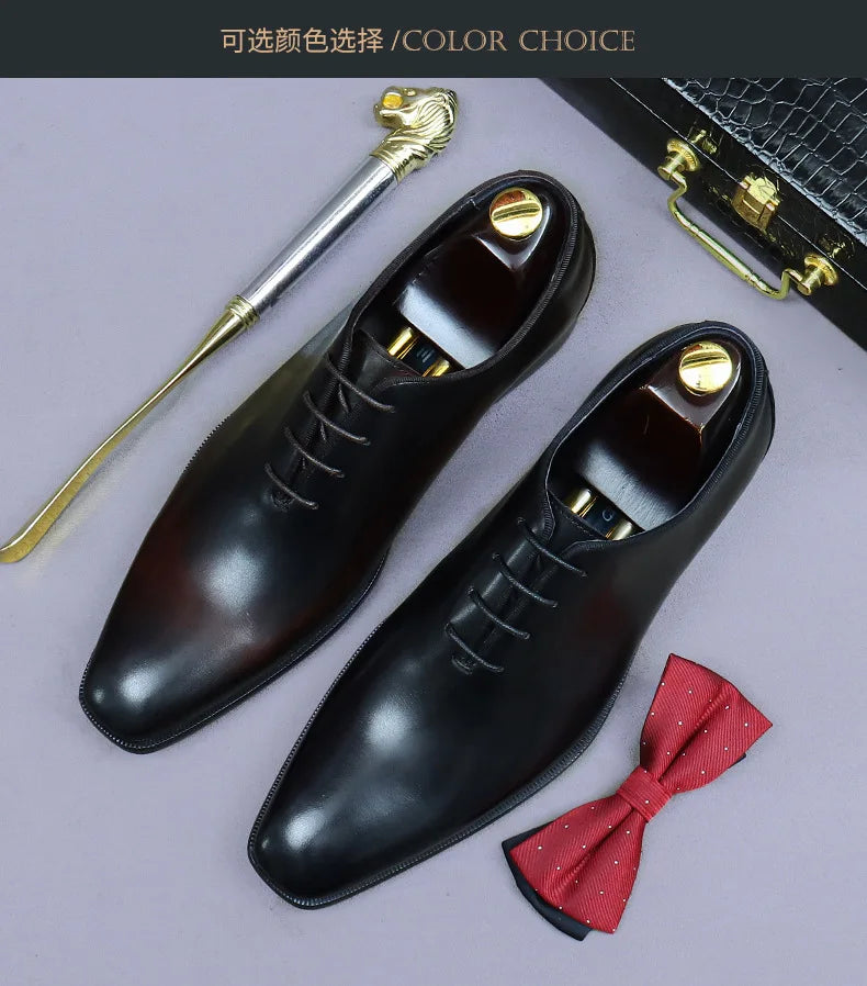 Whole Cut Men's Oxford Shoes Genuine Leather Handmade Quality Comfortable Elegant Black Wedding Social Formal Shoes Man