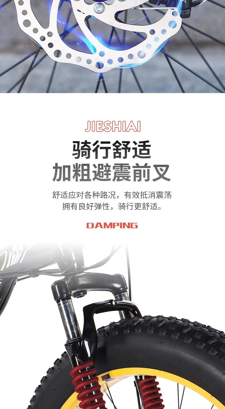 26" 24" Adult Mountain Bike, Large Tire Variable Speed Bicycle, Dual Disc Brake Shock Absorption MTB with Butterfly Handlebar