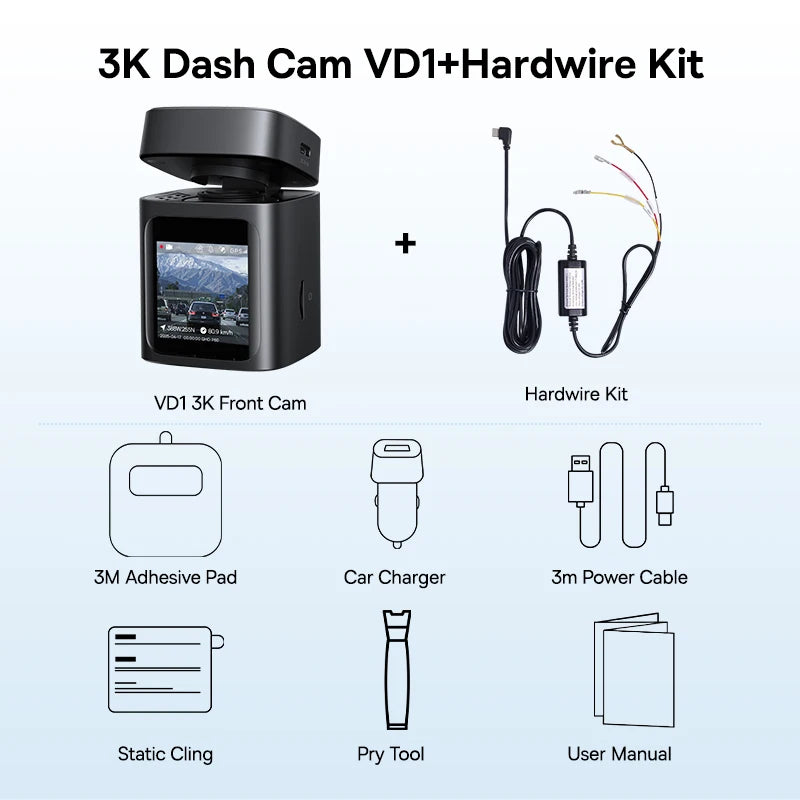 Baseus 3K Dash Cam VD1 Front and Rear Cam HD Built-in GPS Galileo Supercapacitor Car DVR Car Camera Recorder Support 24H Parking