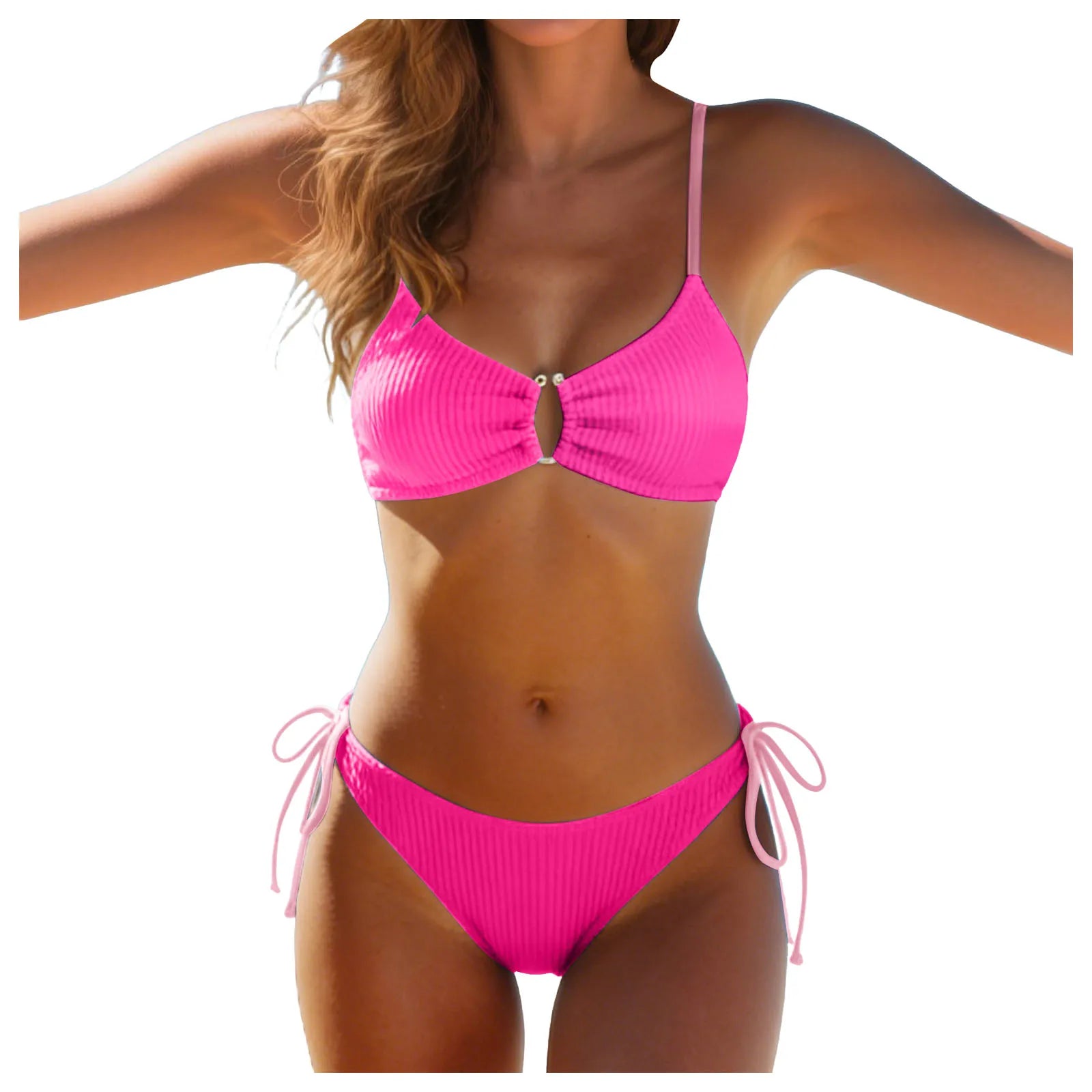 Women High Waisted Bikini Sexy Push Up Two Piece Swimsuits Vintage Swimsuit Two Piece Retro Ruched High Female Thong Bikinis Set