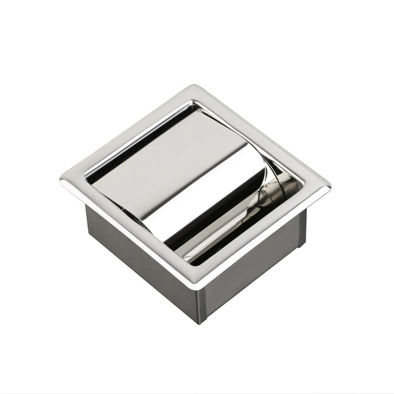 VGX Embedded Toilet Paper Holder Concealed Roll Tissue Box 304 Stainless Steel Wall Mount Bathroom Accessories Matt Black Polish