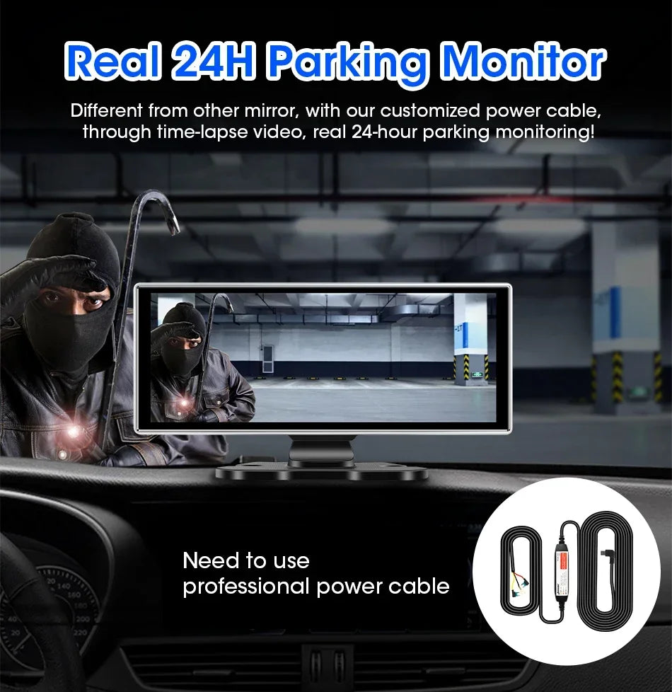 Srnubi 11.26" Dash Cam Rearview Carplay Android Auto 4K DVR Navigation Player Dual Lens Recorder Dashboard WIFI BT AUX GPS FM