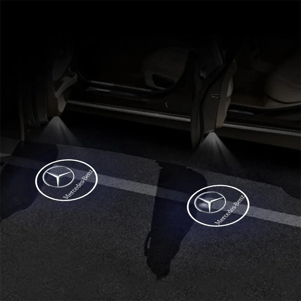 1/2Pcs LED HD Projector Lamp Car Door Wireless Welcome Light For Mercedes Benz B/C/E/S Class A Class C200L GLC GLE CLA CLS AMG