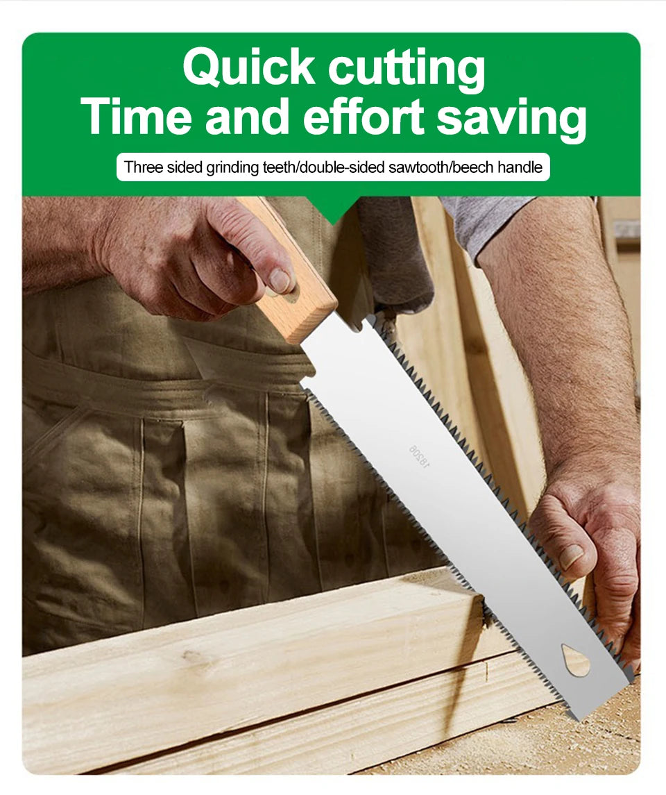 Japanese Style Hand Saw with Non-slip Wooden Handle Pull Type Flexible Flush Cut Woodworking Cutting Tool for Woodcraft