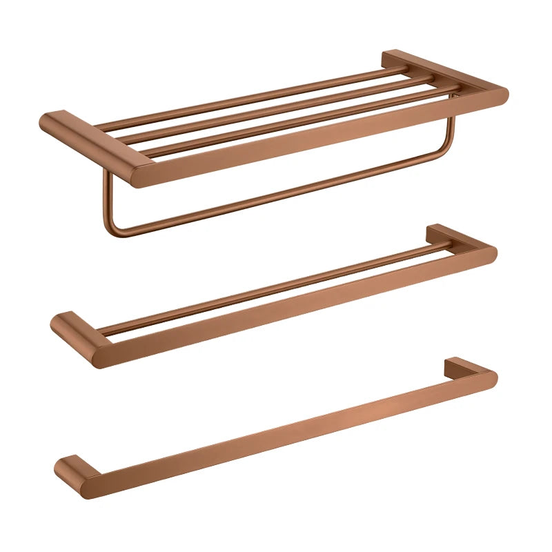 Brushed Rose Gold Storage Rack Towel Bar Tissue Holder Bathrobe Hook Cup Holder Toilet Brush Soap Dish Bathroom Accessories