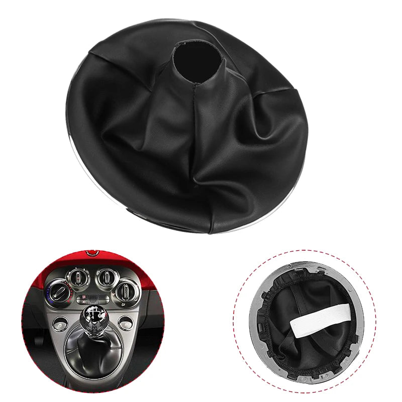 PU Leather Gear Shift Boot Cover For FIAT 500 500C 2007-2013 For PANDA 2003-2012