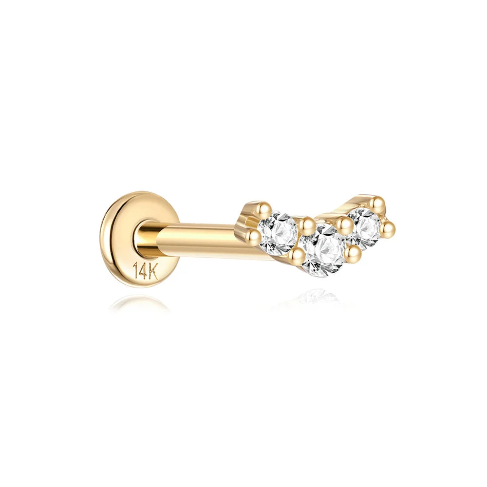 AIDE Single 1piece 14K Solid Gold Jewelry Stud Earring For Women Simple Mini Puncture Earrings Yellow Gold Jewelry Birthday Gift