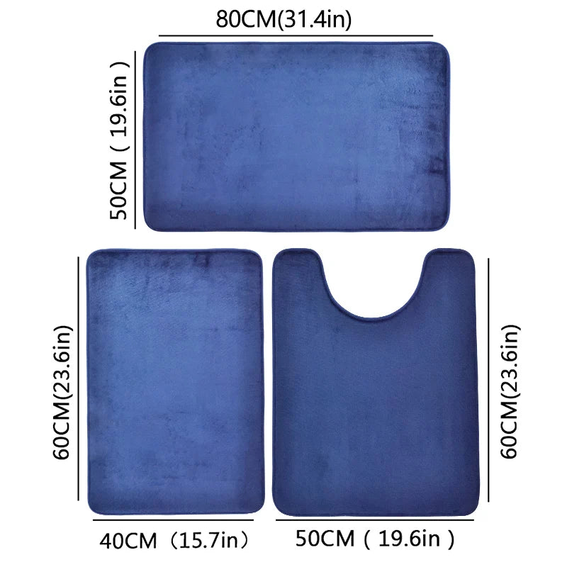 Ensemble de toilettes trois pièces, tapis de sol de salle de bain, tapis de douche, tapis de bain absorbant, tapis antidérapant, doux et confortable, buanderie.