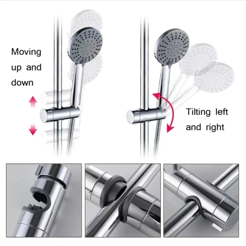 Universal Shower Head Holder Adjustable Shower Rail Holder Bathroom Accessories Replacement Hand Shower Bracket for Slide Bar