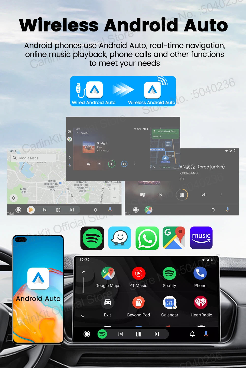 Mini Ultra 3 CarlinKit Wireless Android Auto & CarPlay Adapter 2.4Ghz&5Ghz WiFi BLE Auto Connect OTA Upgrade Mini Smart Car Box