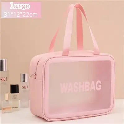 Portable Travel Wash Bag Female Transparent Waterproof Makeup Storage Pouch Large Capacity Cosmetic Organizer Pu Material