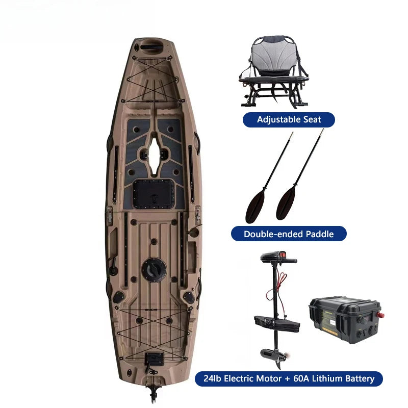 Modular Kayak LLDPE Fishing Boat Motorized Canoe Seat Paddle Rotomolded Portable Take Apart Raft Angling Drift Engine Water Gear