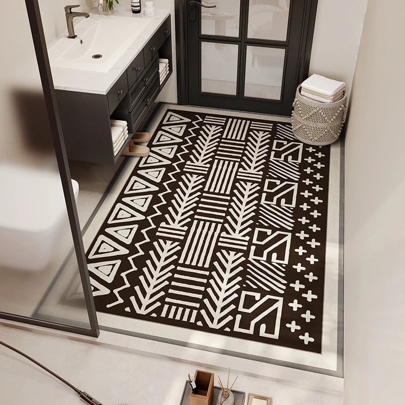 VIKAMA Bohemian Ethnic Style Bath Mat Diatomite Water Absorption Anti-Slip Wash Basin Mat Bathroom Toilet Carpet Home Decor