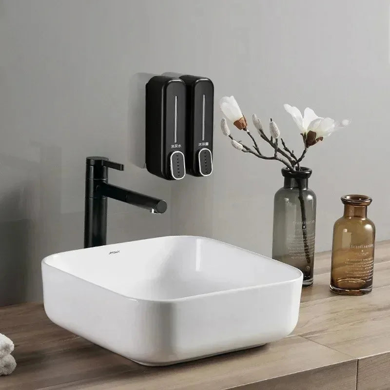1-2pcs Hotel Manual Soap Dispenser Wall Mounted Shampoo And Shower Gel Box Bathroom Soap Bottle Portable Press Dispense Liquid