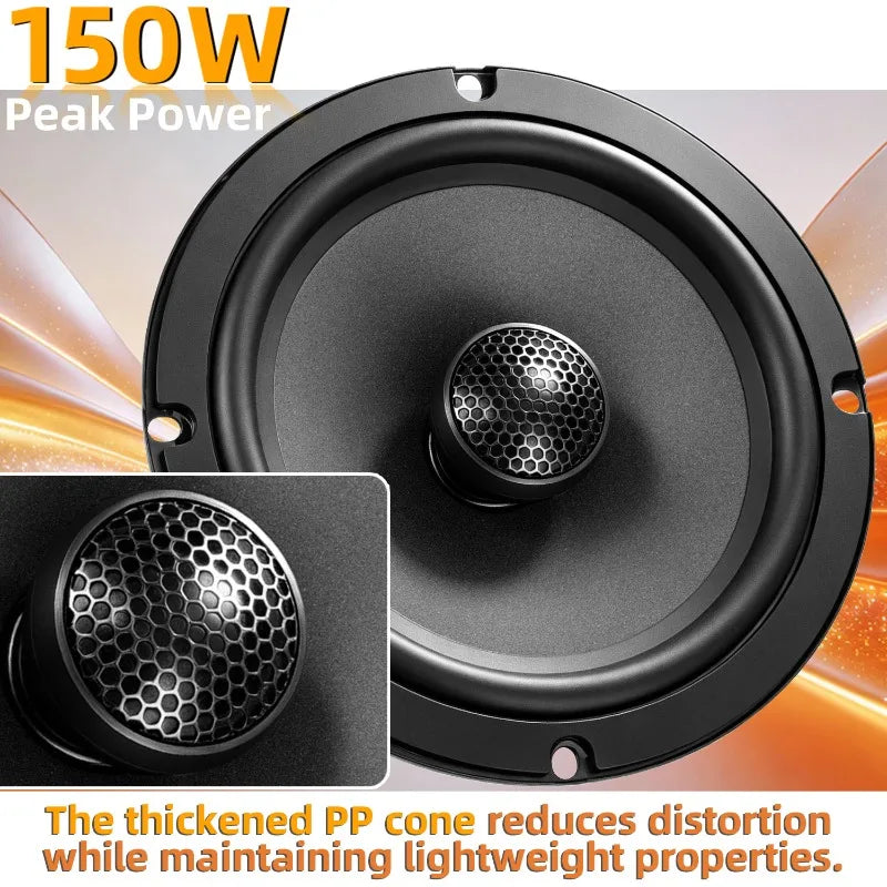 2pcs 6.5 Inch Car Audio Modified Front Door 2 Way Speaker  Set Max Power 160W Coaxial Speaker 4 Ohm Tweeter Car Interior Speaker