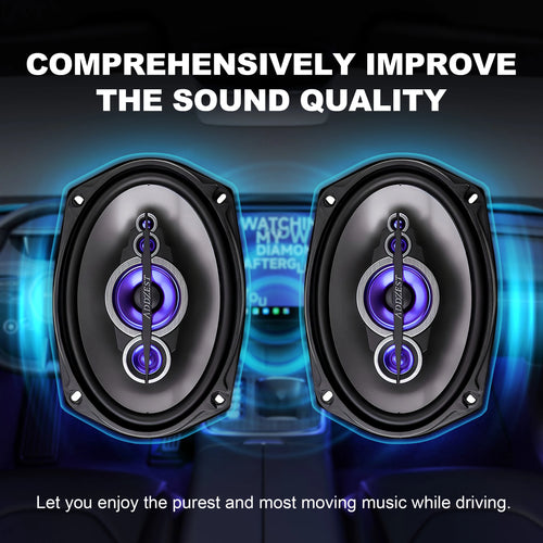 2 HAUT-PARLEURS COAXIAUX 6*9" AMÉLIORÉS, 300W MAX, 4OHM, HAUT-PARLEURS DE PORTE AUDIO DE VOITURE DE QUALITÉ SUPÉRIEURE, TWEETER PEI, SUSPENSION HYBRIDE
