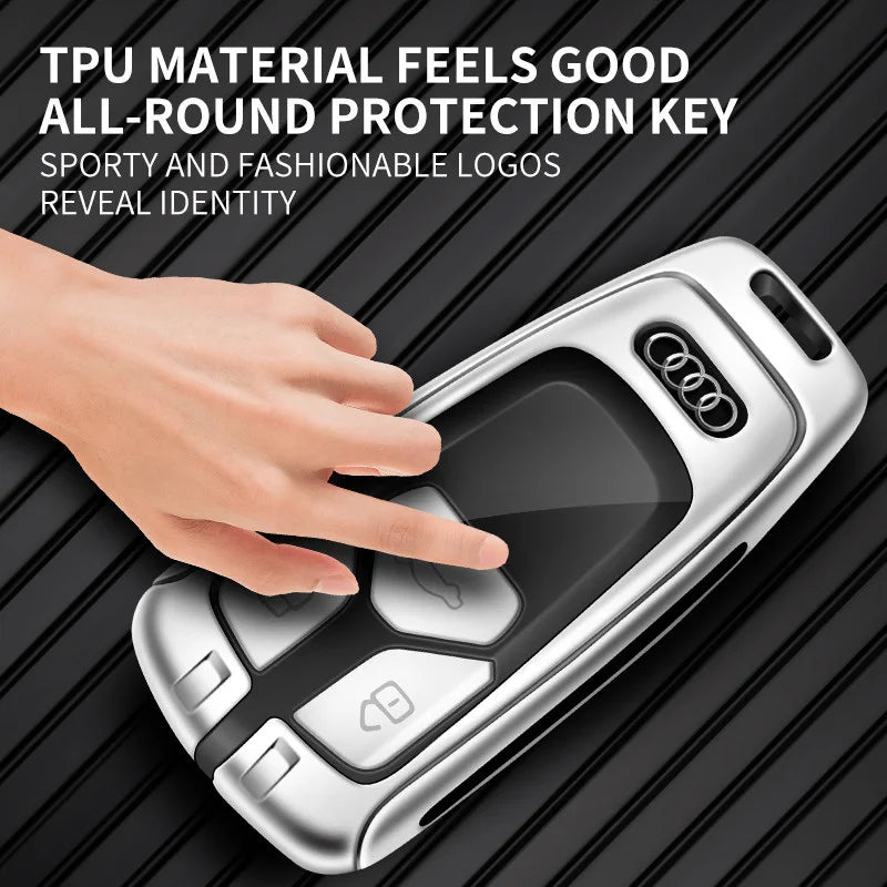 Zinc Alloy Style Car Key Case Cover Shell Remote Control Protector Accessory For Audi A4 B9 A5 A6 8S 8W Q5 Q7 4M S4 S5 S7 TT RS