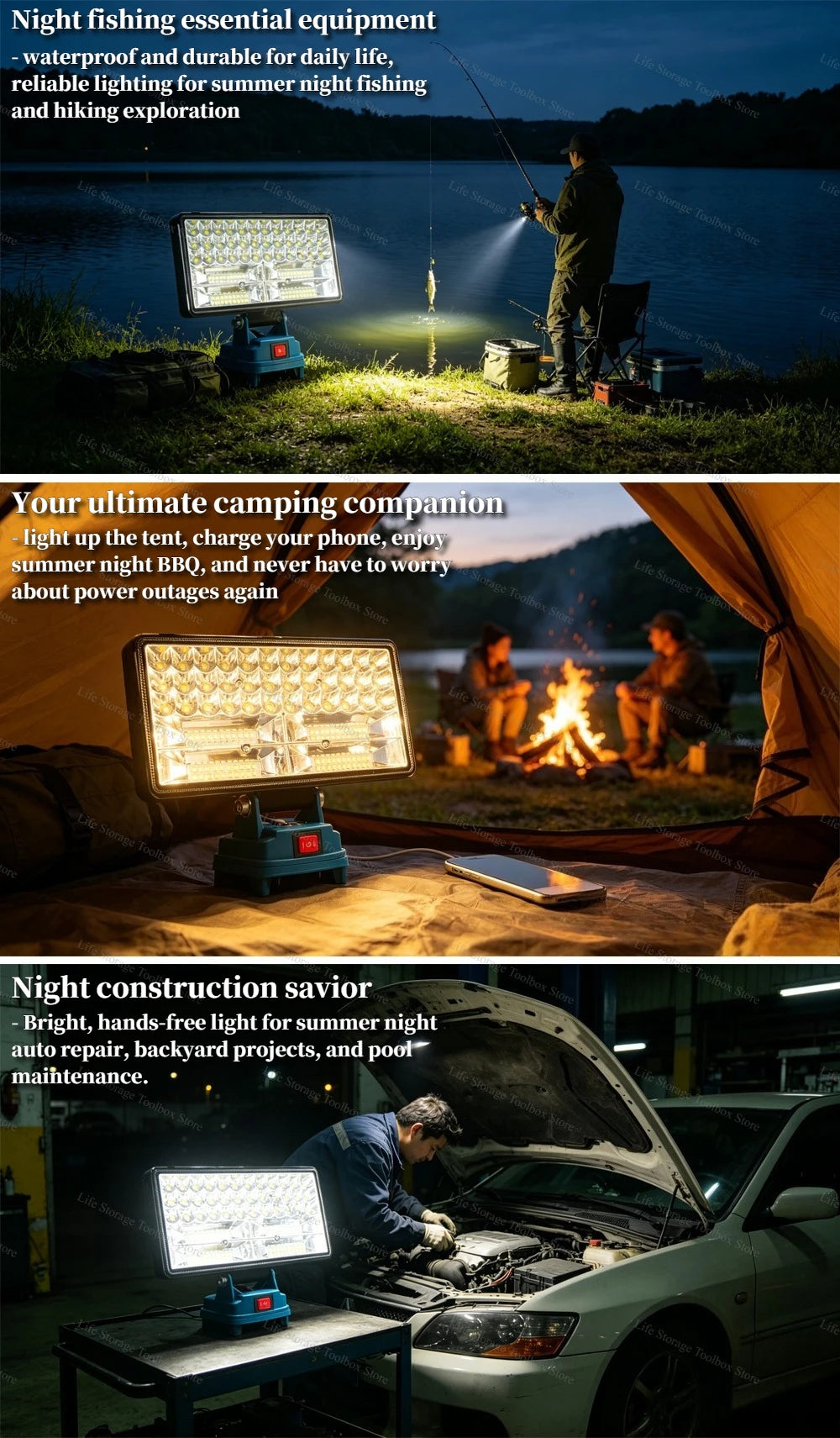 LED Work Light 3/4/8Inch For Makita 14.4V 18V Li-ion Battery Lamp With USB Outdoor Flashlight Lantern Camping Emergency Light