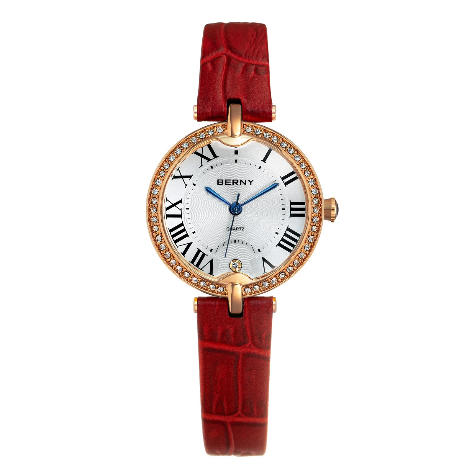 BERNY Women's Watches Luxury Slim Elegant Ladies Dress Quartz Watch Fashion Stones Domed Glass Girls Business Daily Wristwatch