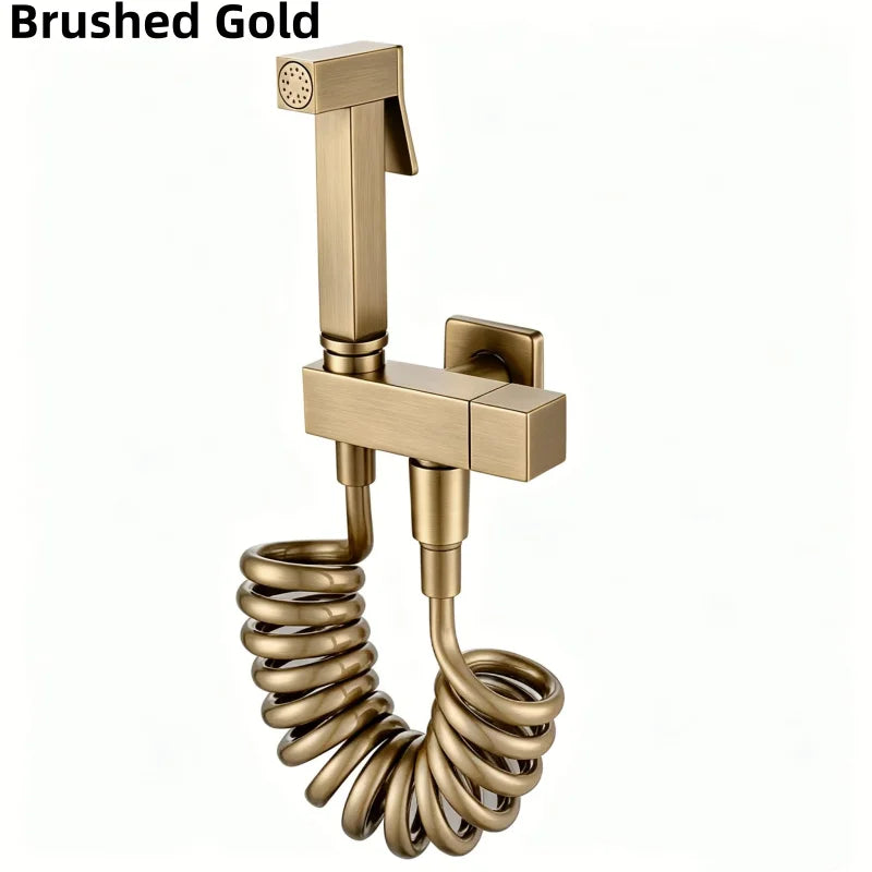 Brushed Rose Gold Brass Handheld Bidet High Voltage Spray Shower Set Toilet Special Faucet Bidet Faucet Bathroom Accessories