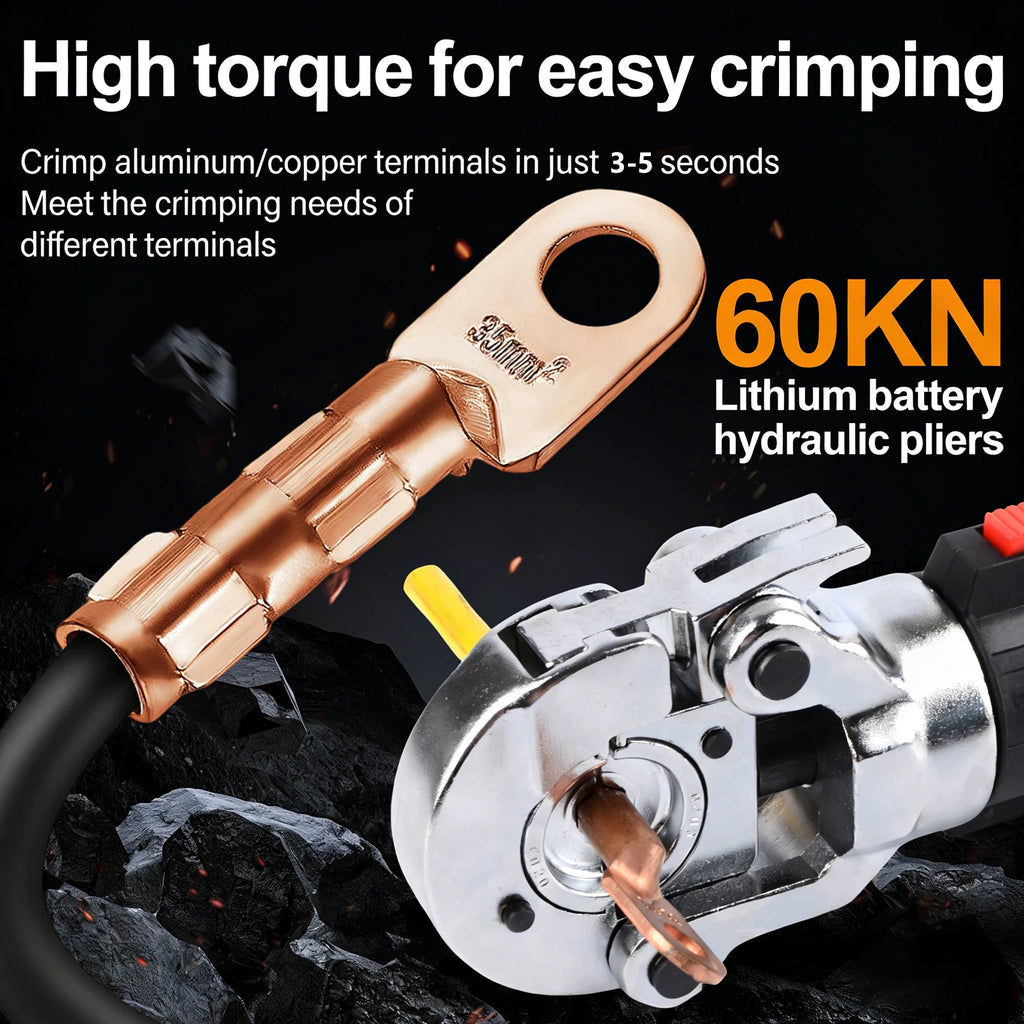 Hydraulic Crimping Tool Electric Crimper Kit with 12 Dies, Crimping Plier for 6AWG to 800MCM Copper Aluminum Nose Wire Terminals