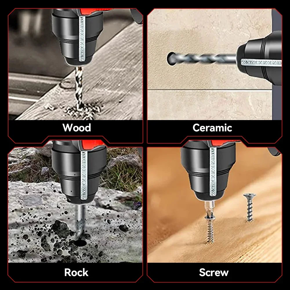 ONEVAN 3500W Brushless Electric Rotary Hammer 4000RPM Cordless Portable Impact Drill Screw Power Tool For Makita 18V Battery Pin