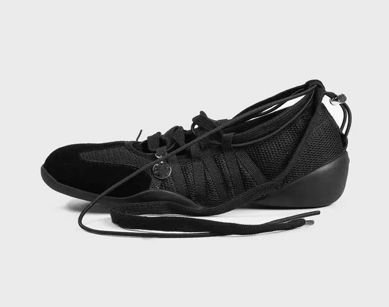 Ins style Fashion Air Mesh Cross-tied Women Ballet Sneakers Comfortable Soft Sole Sports Walking Loafers Casual Flats Shoes