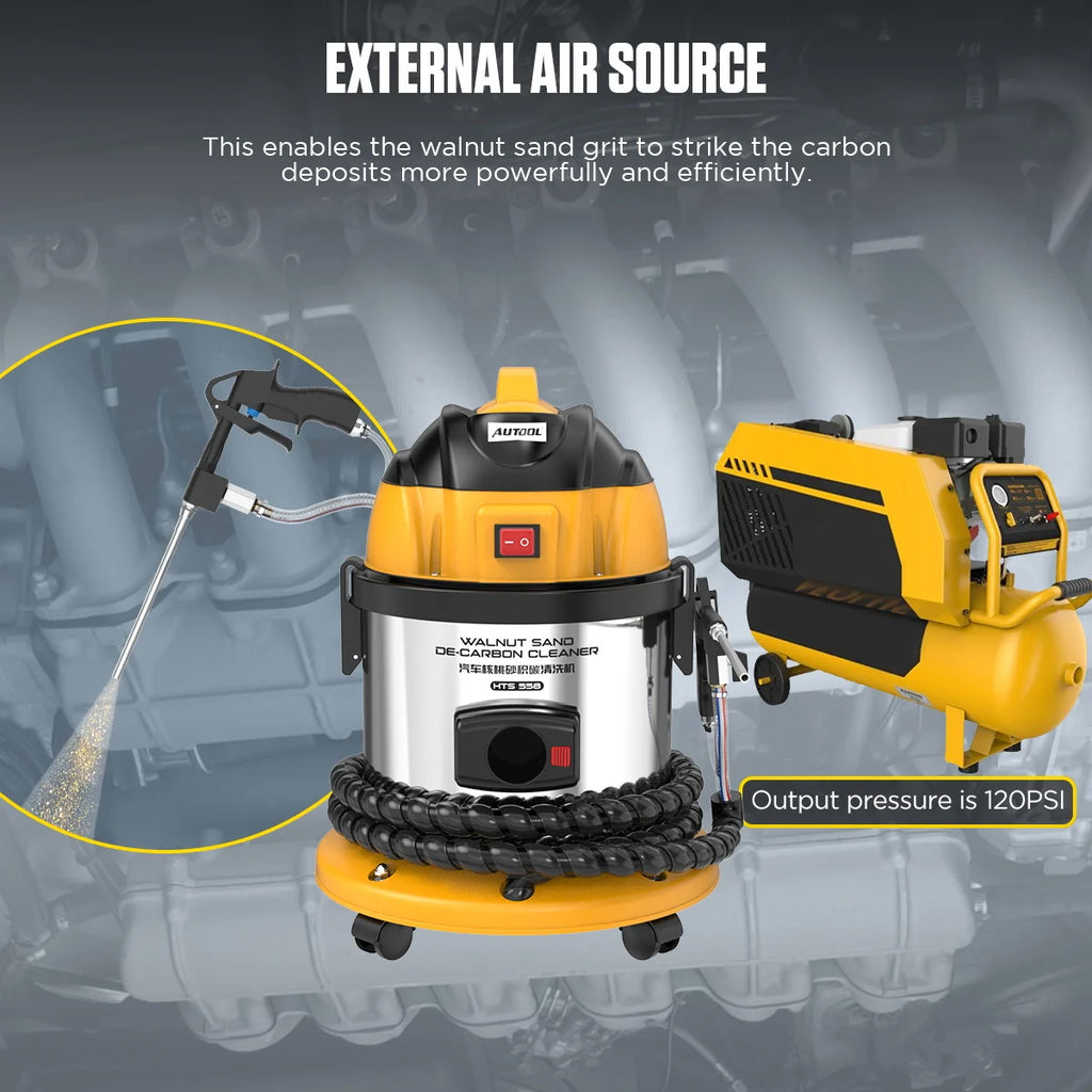 AUTOOL HTS558 Auto Engine Decarbonizer Walnut Sand Cleaner Carbon Cleaning Machine Car Decarbon Machine Carbon Deposition Tester