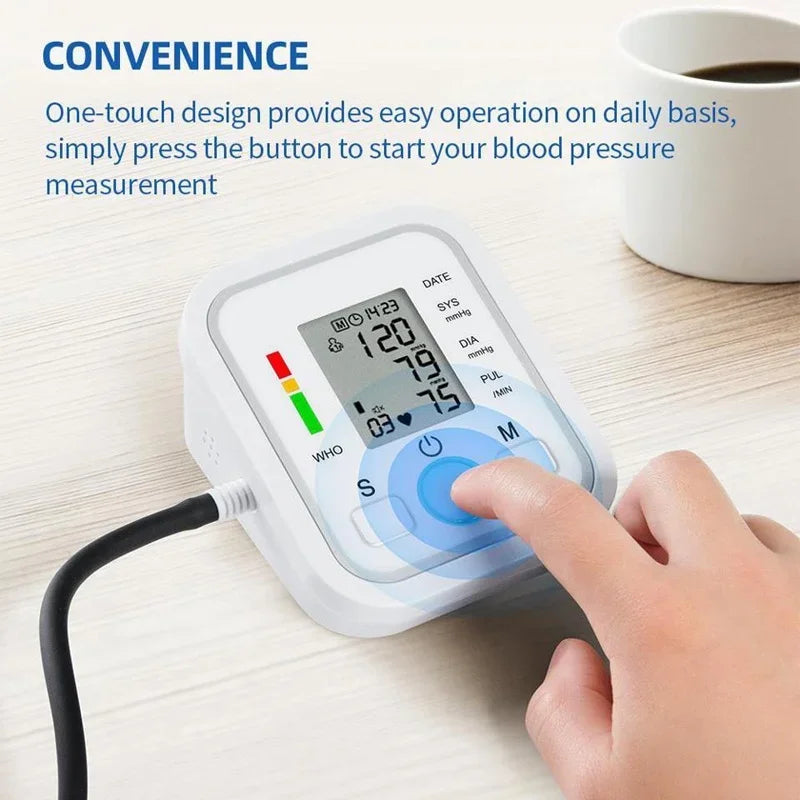 Spanish Voice Arm Automatic Blood Pressure Monitor BP Sphygmomanometer Pressure Meter Tonometer for Measuring Arterial Pressure