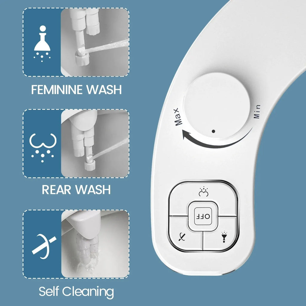 Bidet non électrique SAMODRA - Fixation de siège de toilette à double buse autonettoyante (lavage avant et arrière)