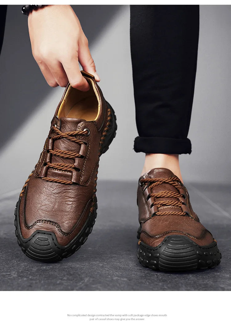 New Genuine Leather Mens Casual Shoes Fashion Lace Up Business Oxford Shoes for Men Outdoor Walking Sport Shoes Tennis Masculino