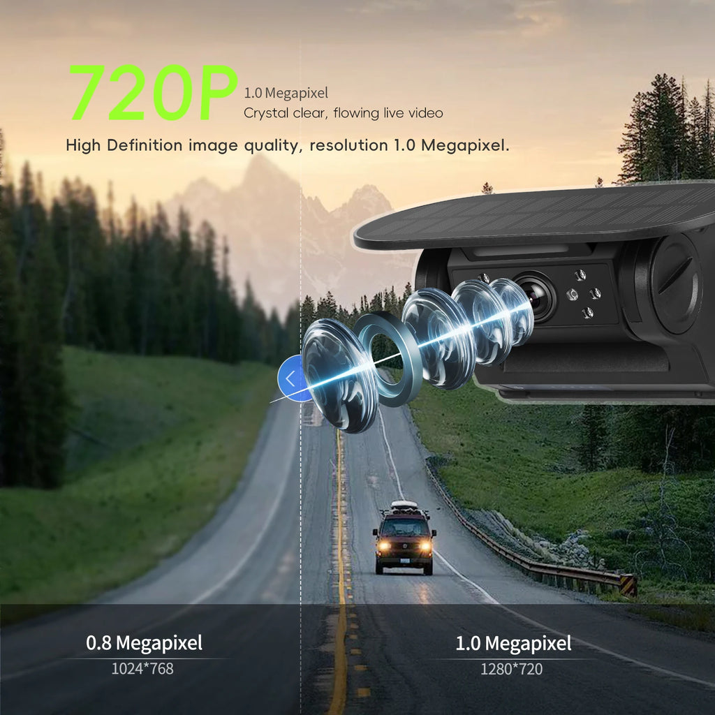 Leekooluu WiFi HD Car Camera Wireless Solar Panel 720P Infrared Night Vision Magnetic Camera IP67 Waterproof Front Rear View DVR