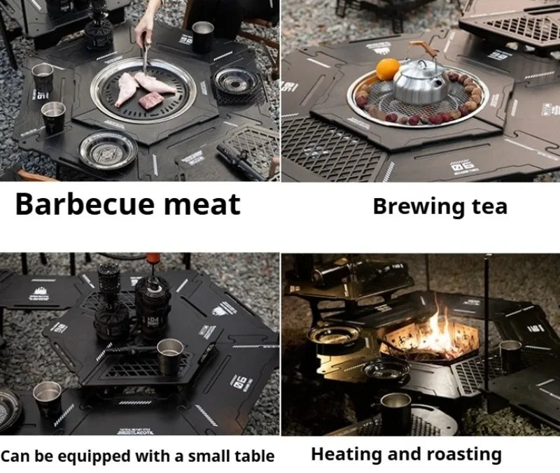 Foldable Detachable Hexagonal Tables Lightweight Convenient Barbecue Picnic Tables Multifunctional Outdoor Camping Furnishings