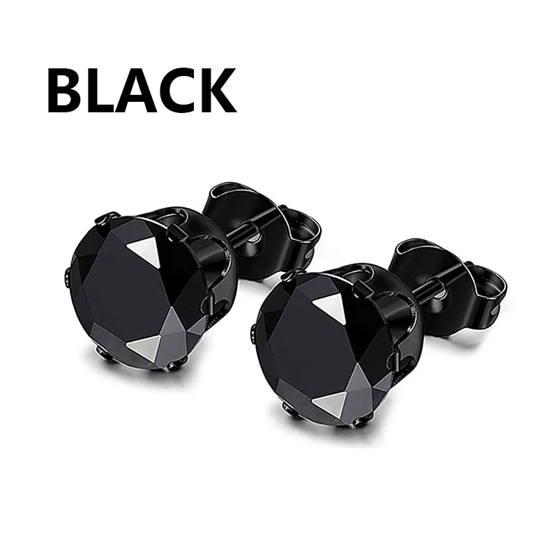 11 Pairs Punk Stainless Steel Stud Earrings Black Earrings Set For Men Women Vintage Hip Hop Piercing Ear Jewelry Accessories
