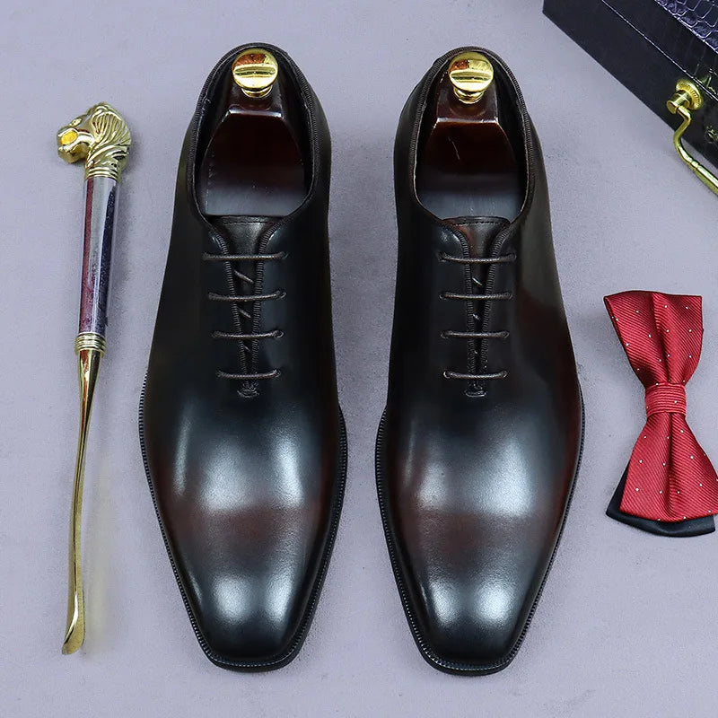 Whole Cut Men's Oxford Shoes Genuine Leather Handmade Quality Comfortable Elegant Black Wedding Social Formal Shoes Man