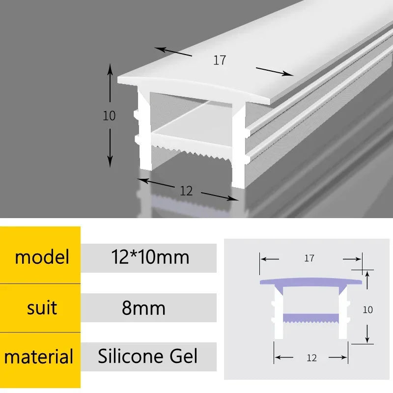 Recessed White Silicone Tube LED Neon Light Flexible Rope Channel Diffuser WS2811 WS2812B Outdoor Waterproof Ribbon Strip Tube