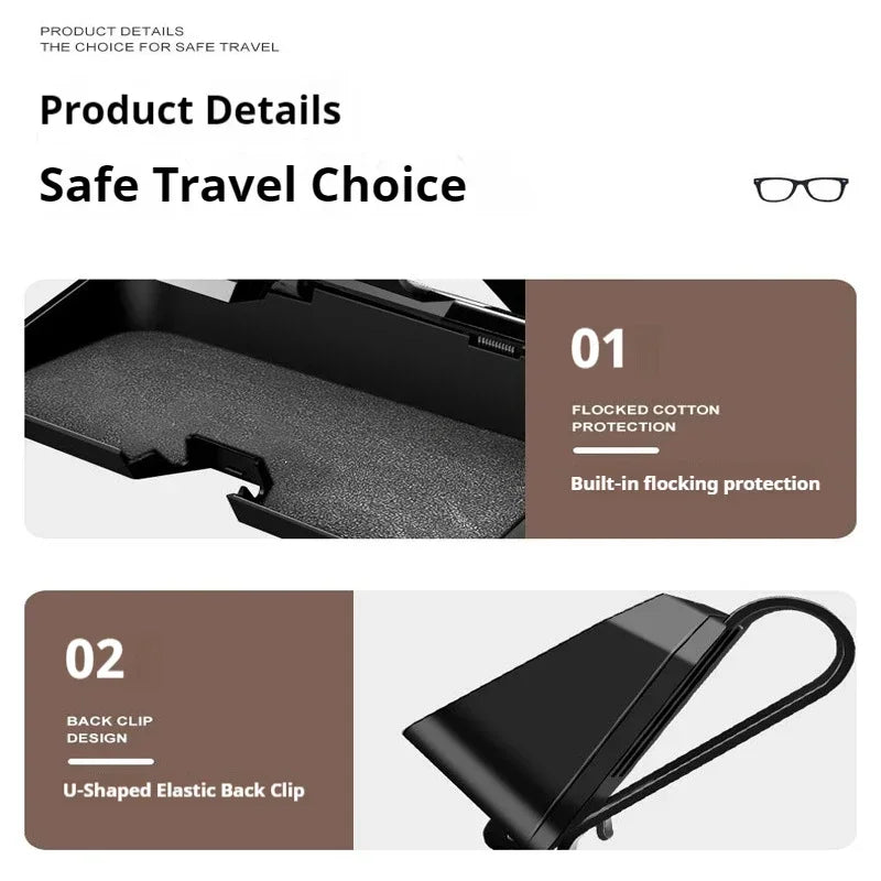 Premium Goatskin Texture Eyeglass Case for Opel Double Layer Storage Box for Glasses Cards Portable Multifunctional Organize