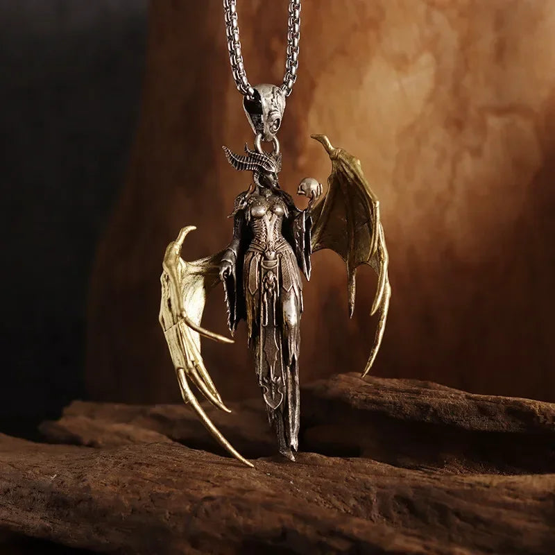 Vintage Gothic Skull Jesus Cross Pendant Necklace Catholic Jewelry for Men Punk Religious Amulet Necklace
