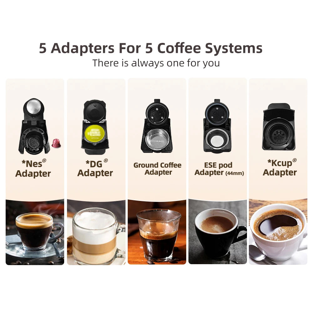 HiBREW Multiple Capsule Coffee Machine, Hot/Cold Dolce Gusto Milk Nespresso Capsule ESE Pod Ground Coffee Cafeteria 20Bar 5 in 1