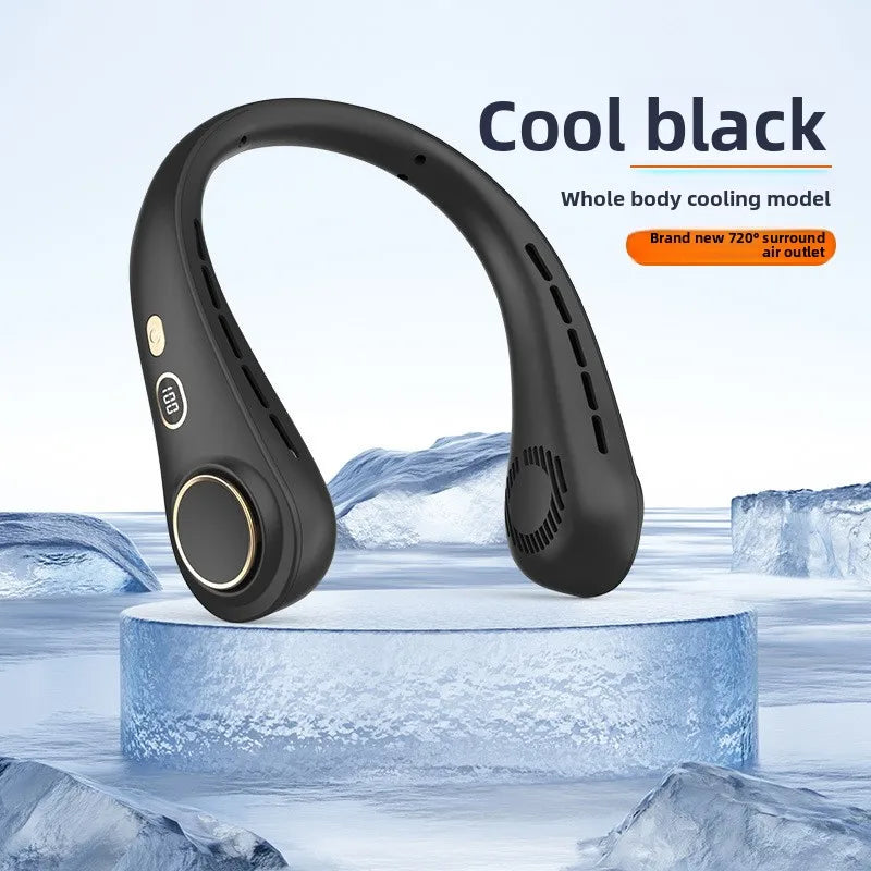 Wearable Neck Cooling Fan USB Rechargeable Hands Free Portable Hanging Personal Air Cooler Indoor Outdoor Daily Skincare Use