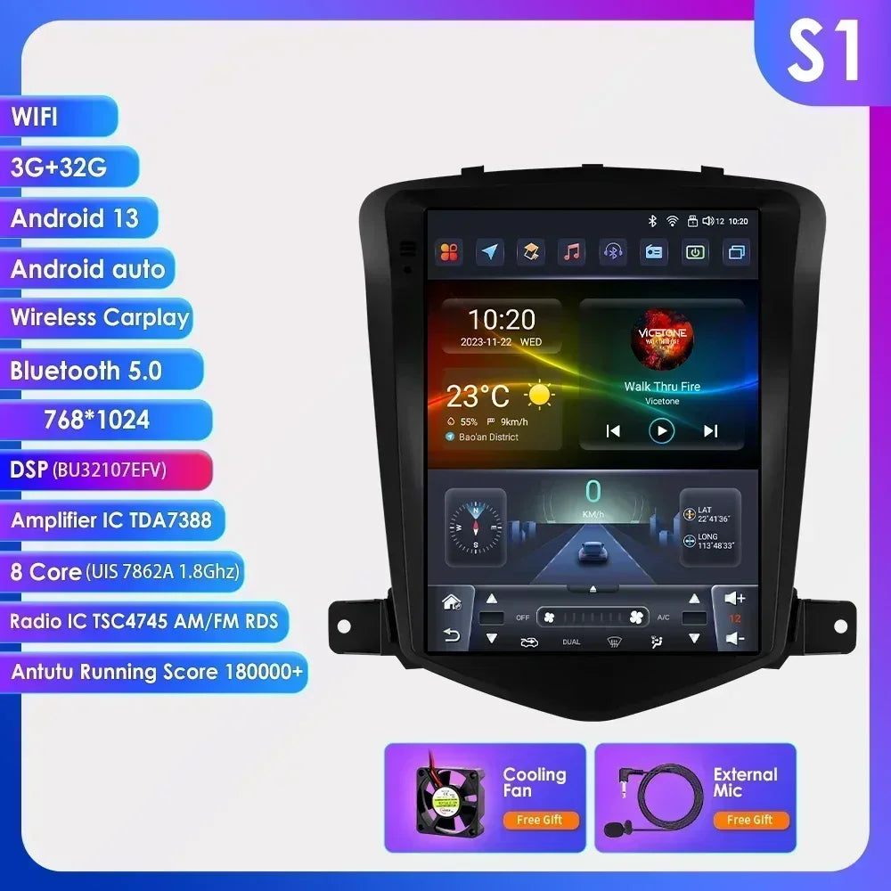 Autoradio multimédia pour voiture Hizpo 8 cœurs DSP pour Chevrolet Cruze J300 2008-2012 GPS Systèmes intelligents Carplay 4G RDS IA