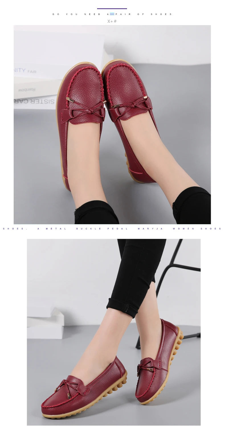 2025 New Woman Flats Shoes Ballet Flat Sneakers Genuine Leather Spring Soft Moccasins Ladies Boat Ballerina Espadrilles Creepers