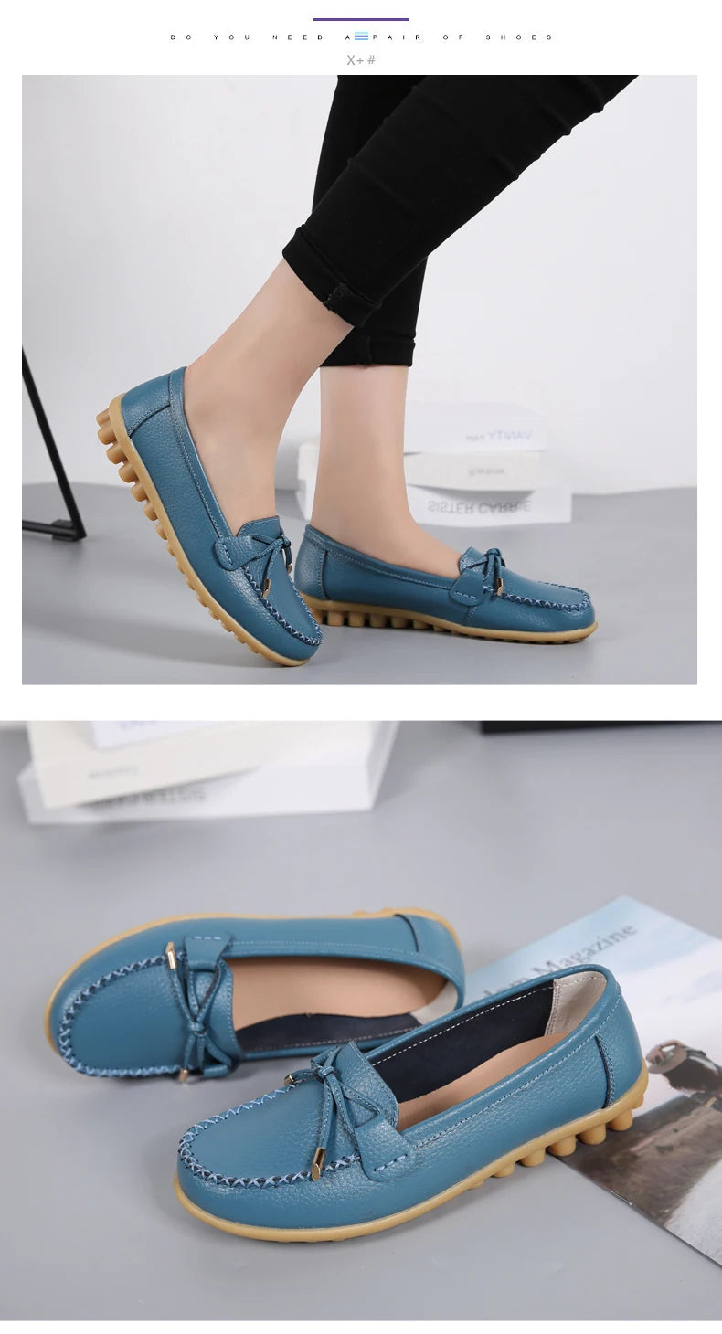 2025 New Woman Flats Shoes Ballet Flat Sneakers Genuine Leather Spring Soft Moccasins Ladies Boat Ballerina Espadrilles Creepers