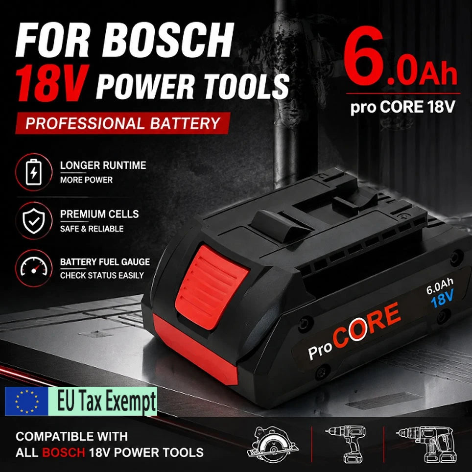18V ProCORE Li-ion Battery 6.0Ah 21700 Cells Replacement Battery Compatible with BOSCH BAT609 BAT618 Professional Power Tool Batteries, Overcharge Protection BMS Included